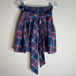 NEW vineyard vines plaid taffeta belted skirt